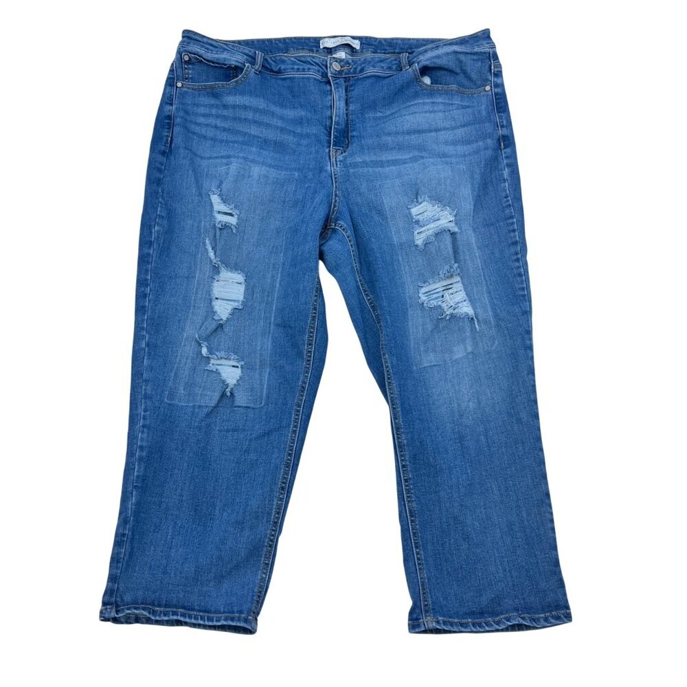 C EST 1946 Denim Women’s Cropped Jeans High Rise Distressed Size 20W